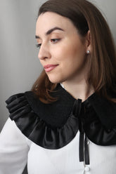 Black Tweed Detachable Collar